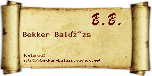 Bekker Balázs névjegykártya