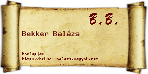 Bekker Balázs névjegykártya
